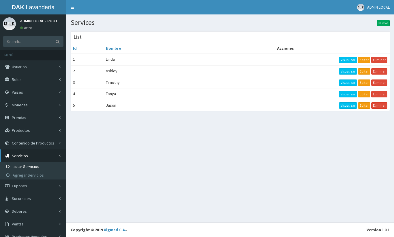 Administración: servicios